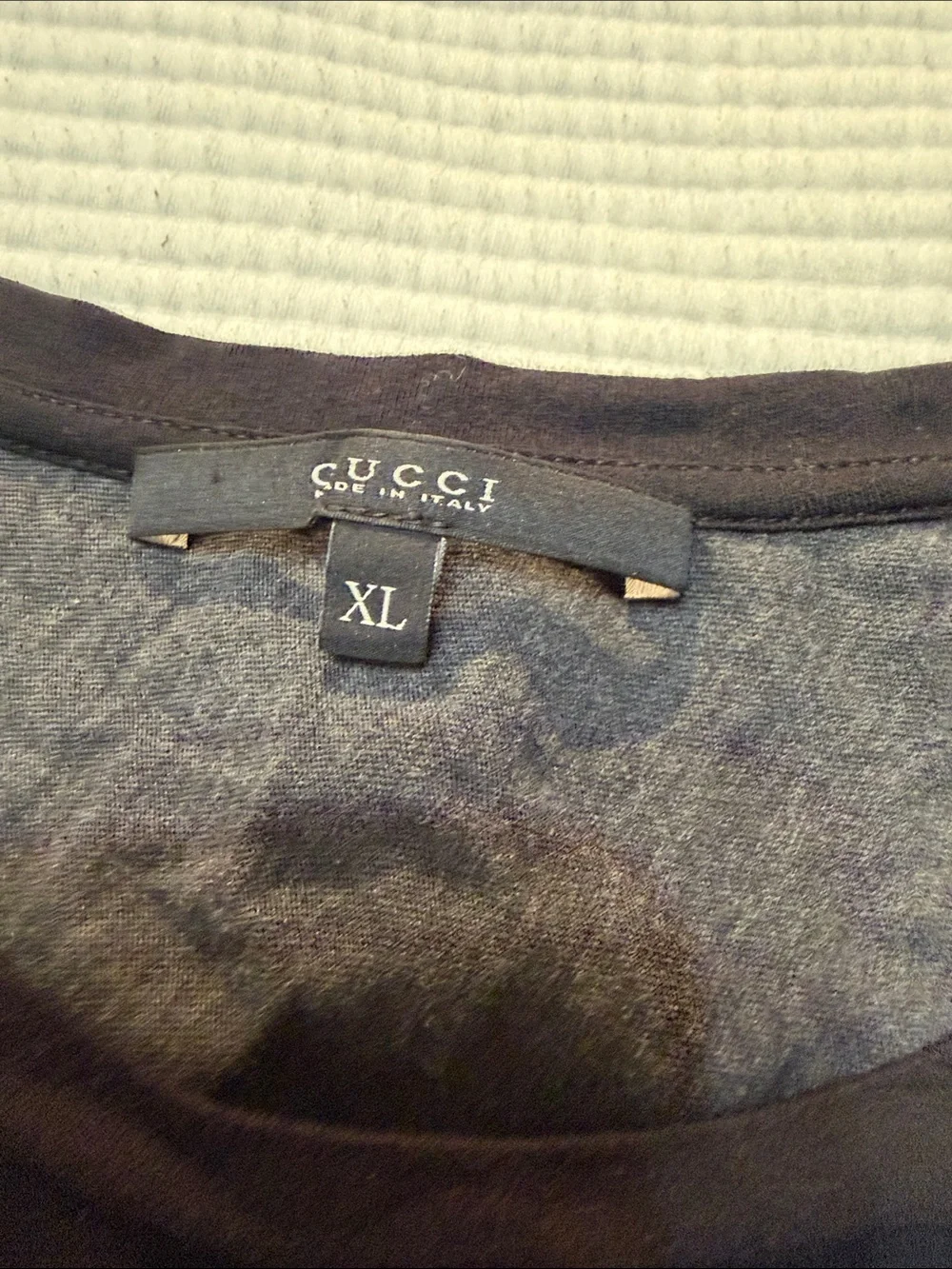 GUCCI Black Short-Sleeve Tee with Patterned Chest Pocket